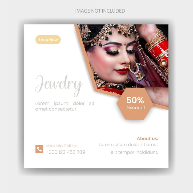 Fashion model and jewelry sale for social media instagram post web banner Premium