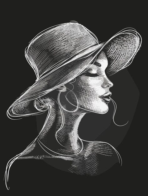 Vector fashion model sketch hand drawn fashion model on chalkboard background