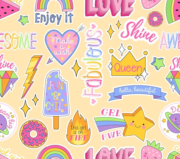 Fashion patches seamless pattern