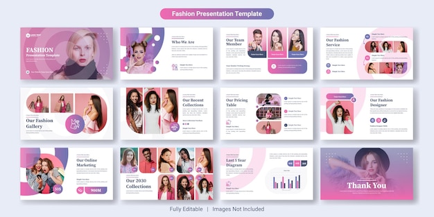 Fashion PowerPoint presentation slides template design set