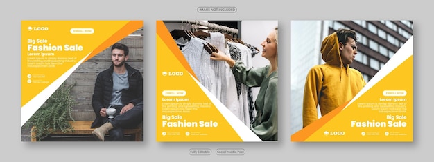 Fashion sale advertising banner templates design suitable for social media posts web ads