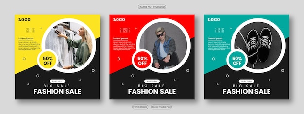 Fashion sale advertising banner templates designed suitable for social media posts web ads