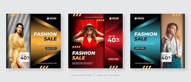 Fashion sale banner or square flyer for social media post template