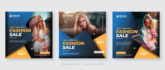 Fashion sale banner or square flyer for social media post template