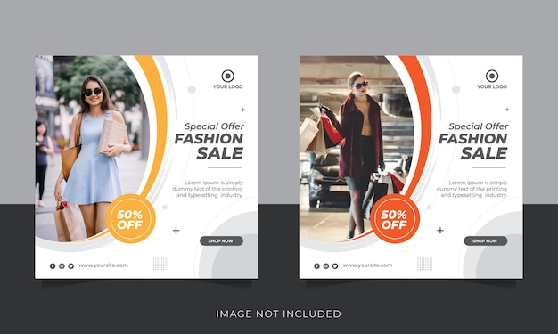 Fashion sale banner or square flyer for social media post template