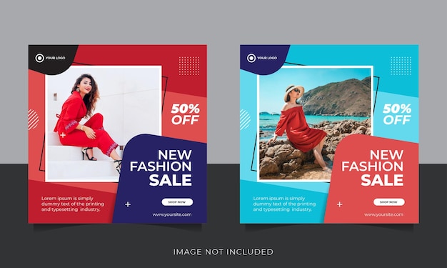 Fashion sale banner or square flyer for social media post template