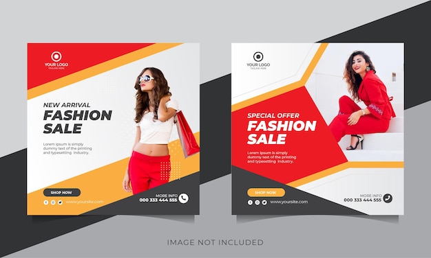 Fashion sale banner or square flyer for social media post template