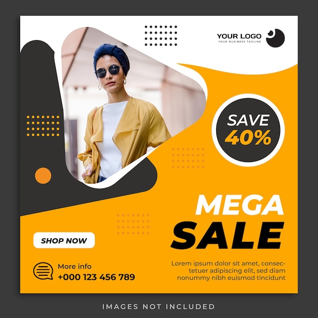 Fashion sale banner or square flyer for social media post template