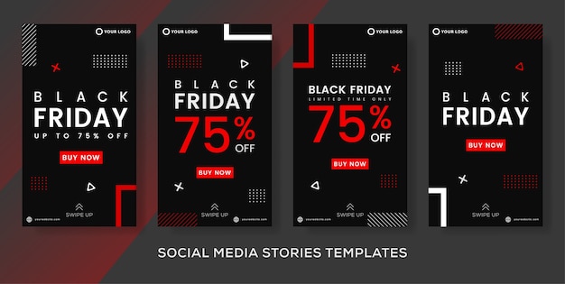 Vector fashion sale black friday event banner stories post.