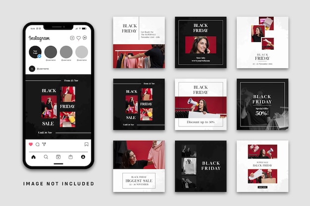 Fashion Sale Black Friday Social Media Instagram Post template