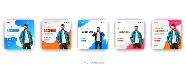 Vector fashion sale elegant and luxurious social media post or facebook banner bundle template