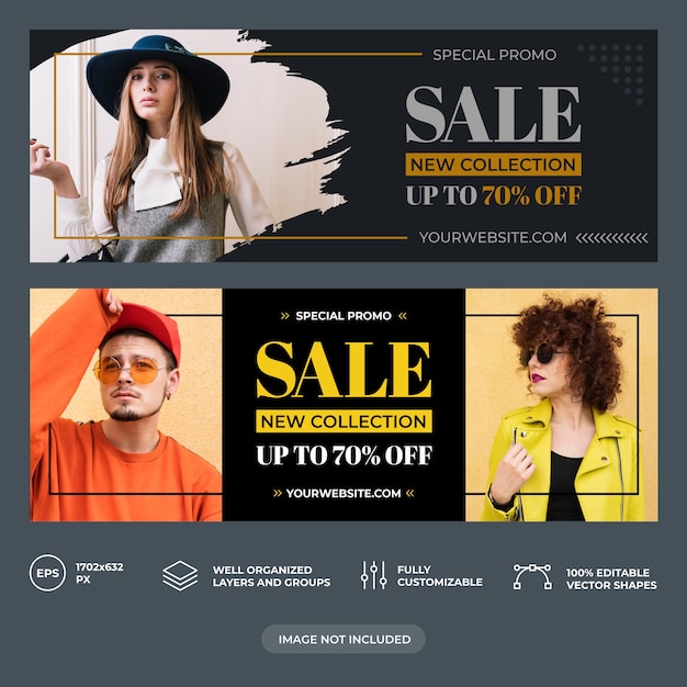 Vector fashion sale facebook cover template