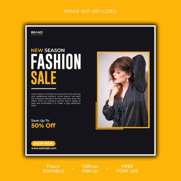 Fashion sale instagram post and social media banner design template

