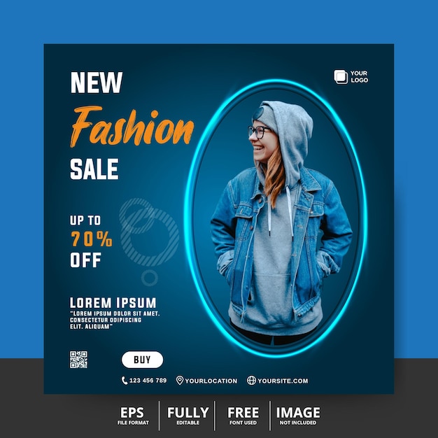 Fashion sale instagram post and social media banner template