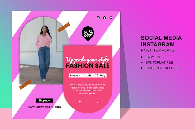 Fashion sale instagram post or social media square poster and banner template