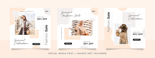 Fashion sale Instagram social media post templates bundle