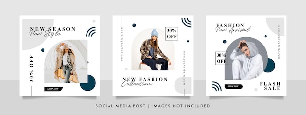 Fashion sale Instagram social media post templates bundle