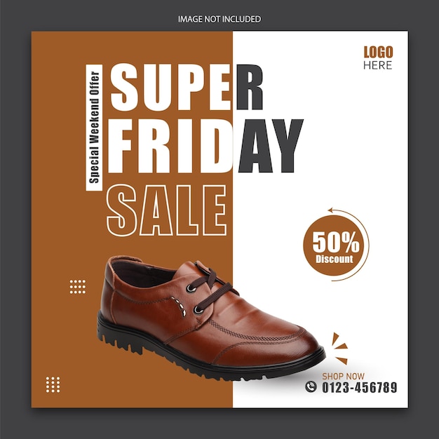 Fashion sale shoes social media post and square banner