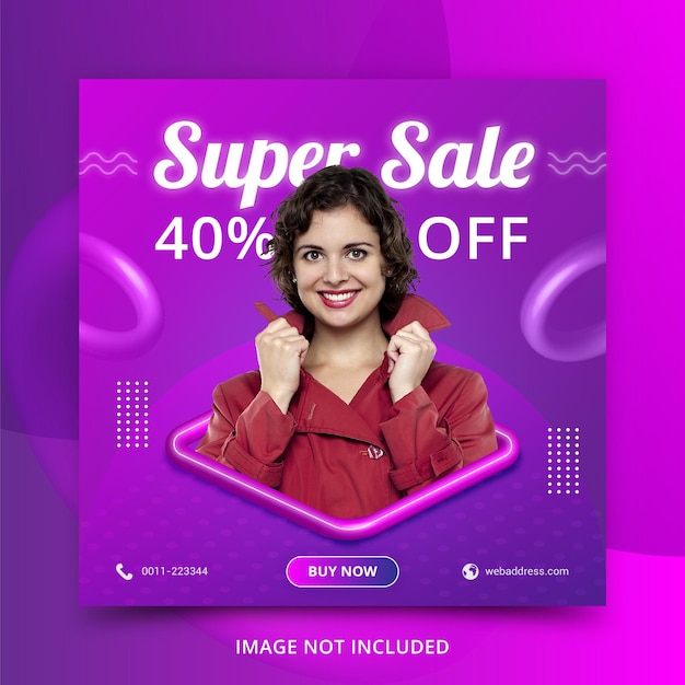 Vector fashion sale social media banner post template 3d style