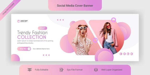 Fashion sale social media facebook cover banner template design