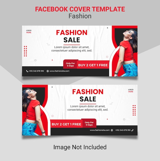 Fashion sale social media Facebook cover design template.