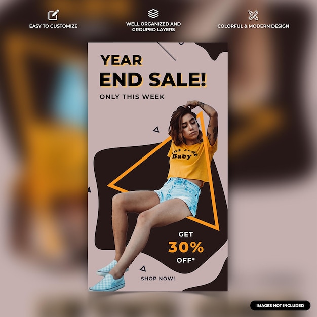 Vector fashion sale social media instagram post template