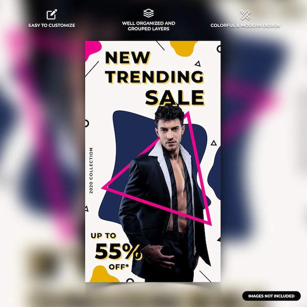 Vector fashion sale social media instagram post template