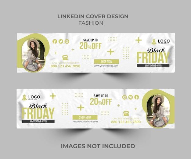 Fashion sale social media linkedin cover design template.