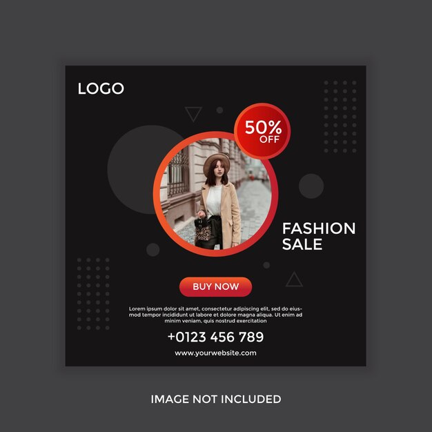 Fashion Sale Social Media Post Black Template Design