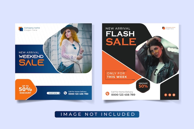 Fashion sale social media post bundle design