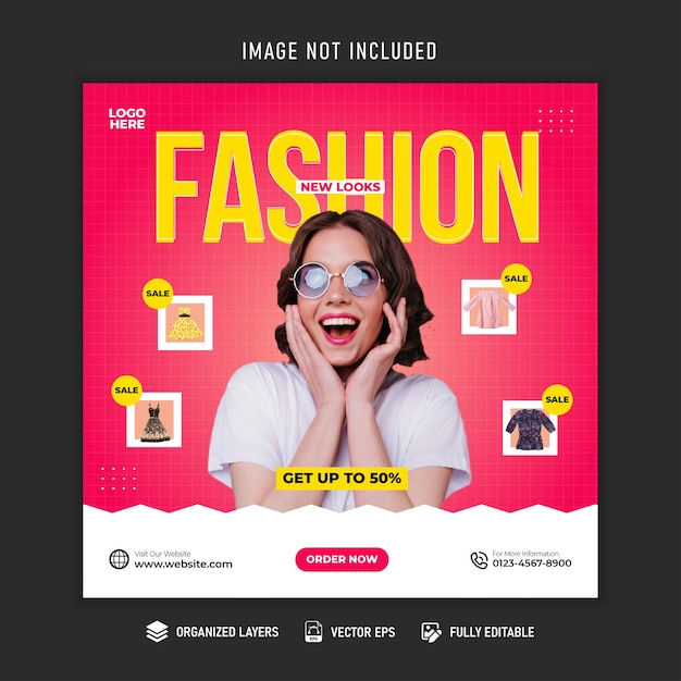 Fashion sale social media post design banner template Premium Vector