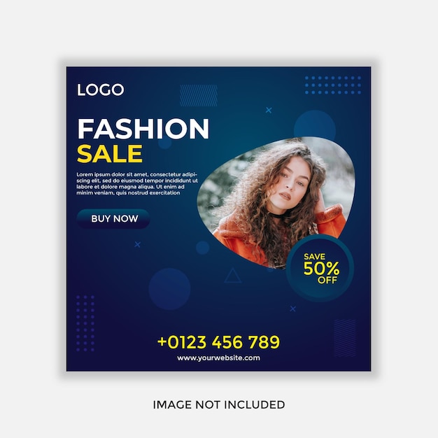 Fashion sale social media post design template for marketing