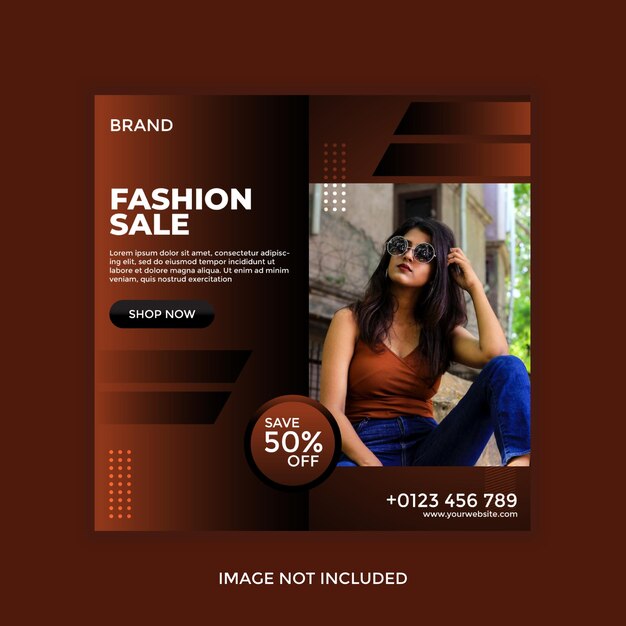 Fashion sale social media post design template for marketing