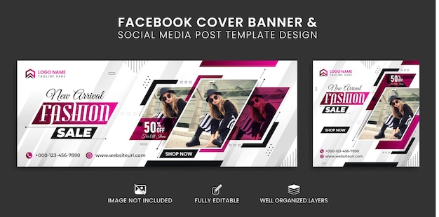 Fashion sale social media post and facebook cover design