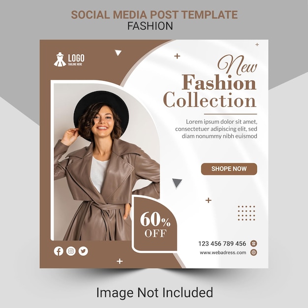 Fashion sale social media post or Instagram banner template design.