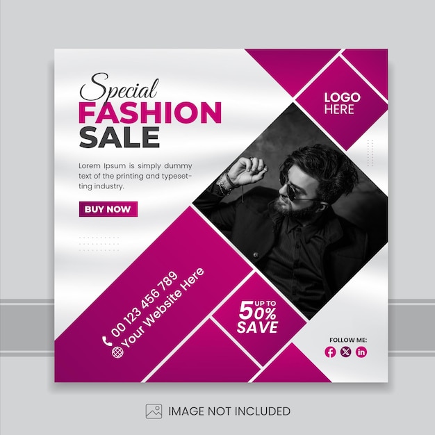 Fashion sale social media post promotional design template Instagram post design template