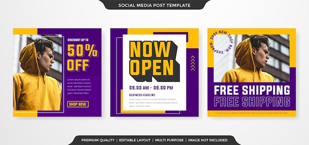 fashion sale social media post template with modern and minimalist style