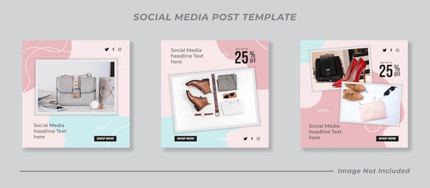 Fashion sale social media post templates set