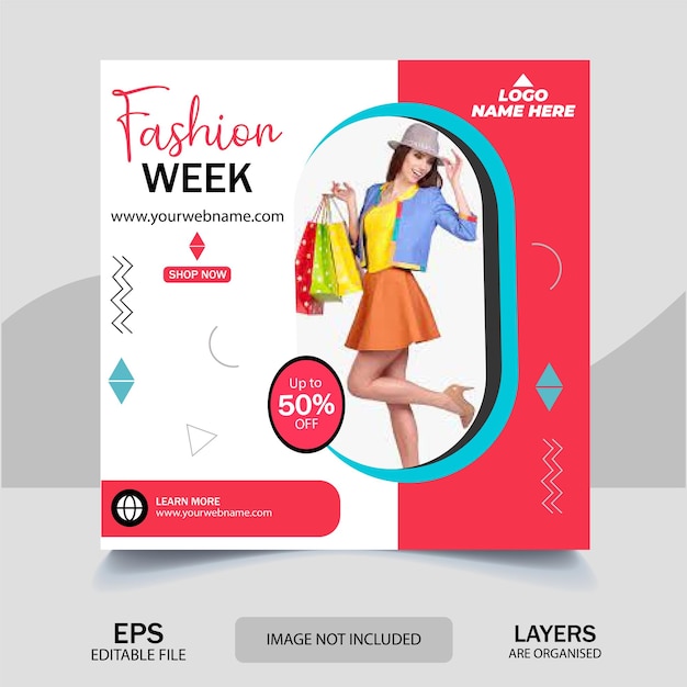 Fashion sale social media post web banner design template. fashion offer sale Facebook post.