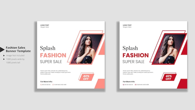 Fashion sale social media posts and web banner template