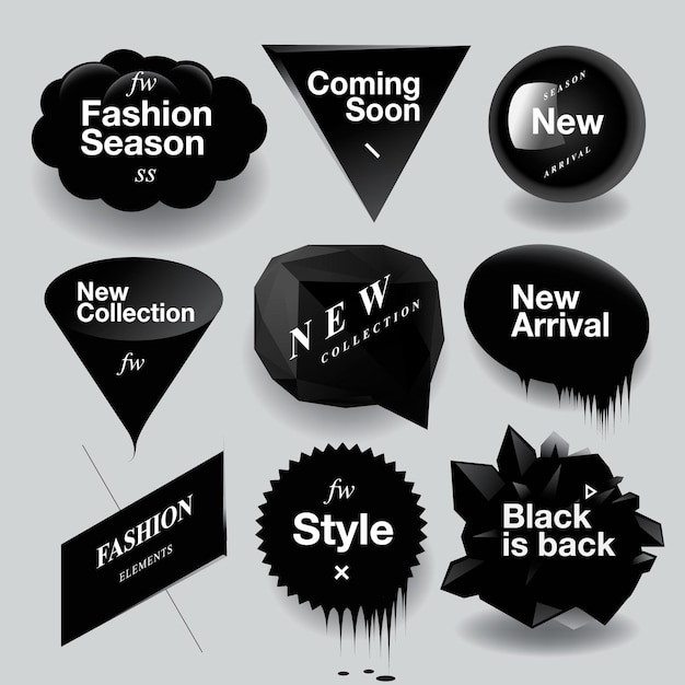 Fashion sale speech bubbles set vector illustration