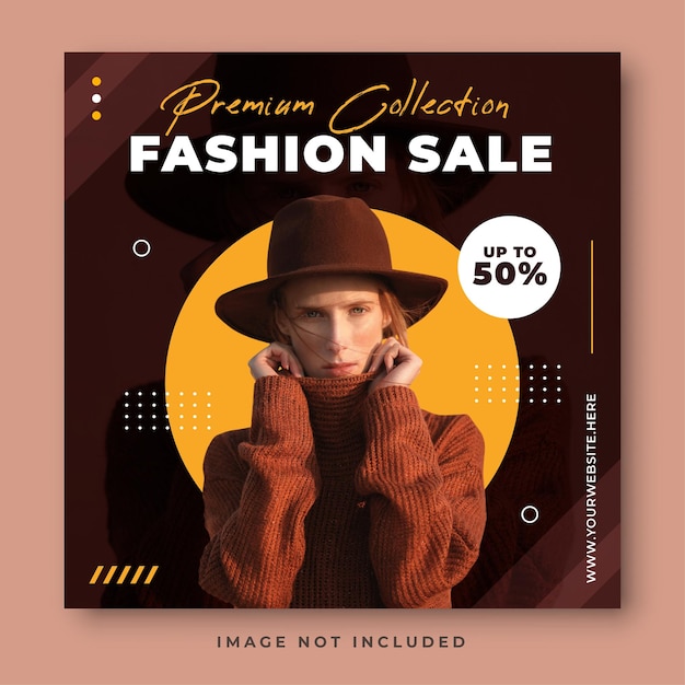 Fashion sale square banner social media template