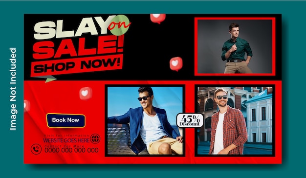 Fashion sale web banner template design