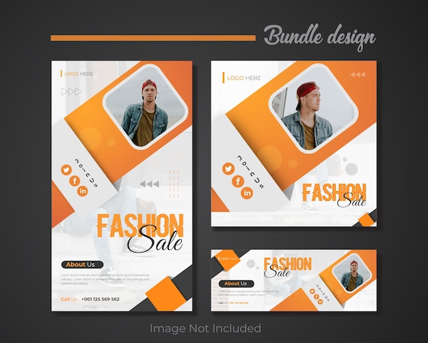 Fashion social media bundle template for promoting business