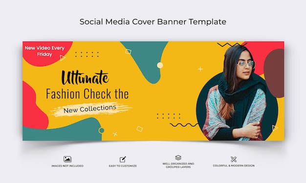 Fashion social media Facebook cover banner template Premium Vector