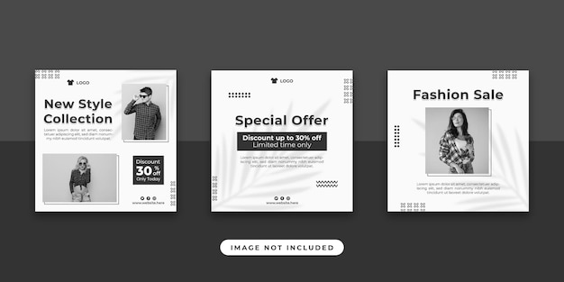 Fashion social media monochrome banner template