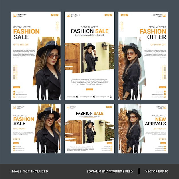 Vector fashion social media post and stories template