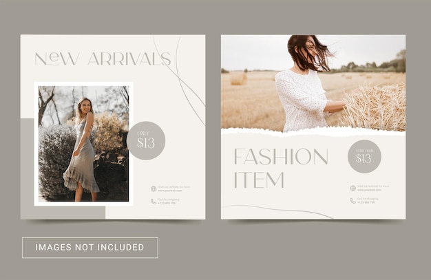 fashion social media template minimalist layout flyer banner ad promotion square