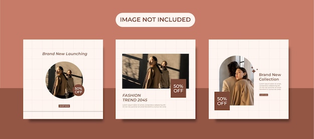 Fashion social media templates set collection