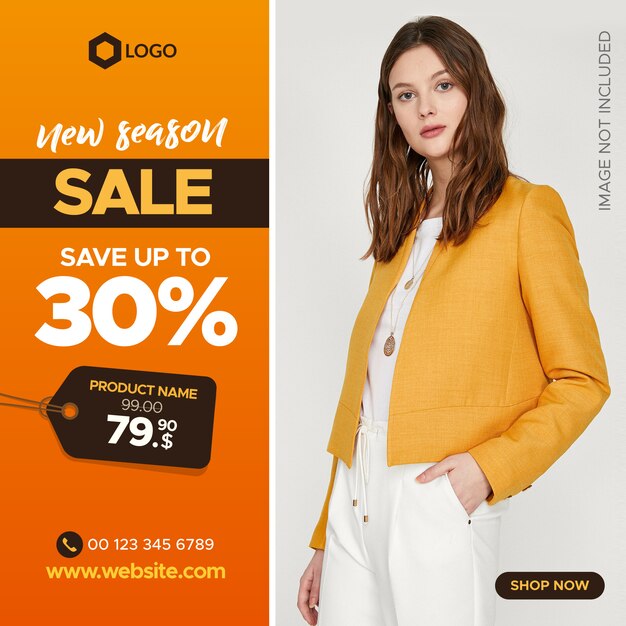 Vector fashion square sale banner for instagram post